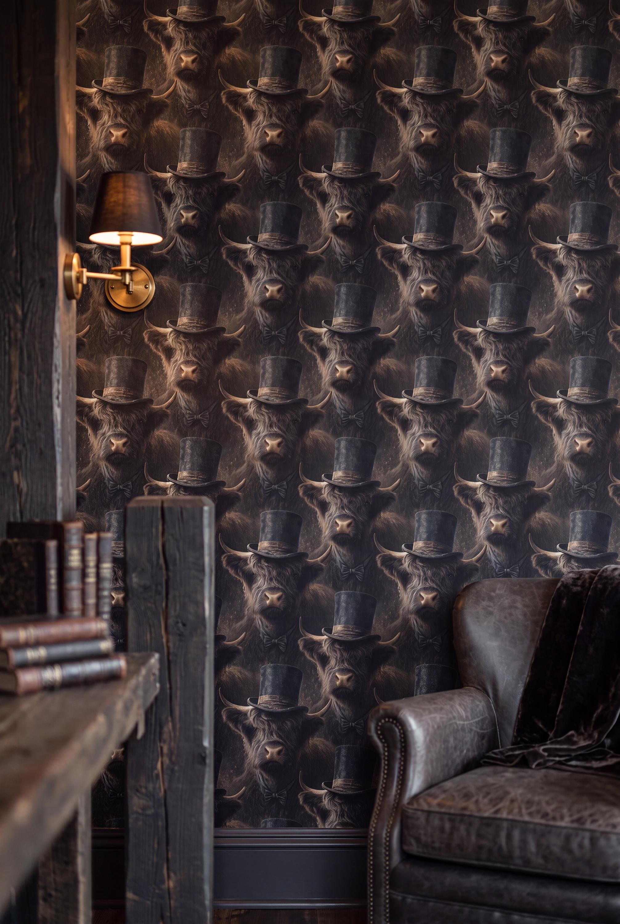 The Trail Boss wallpaper shown in an entryway