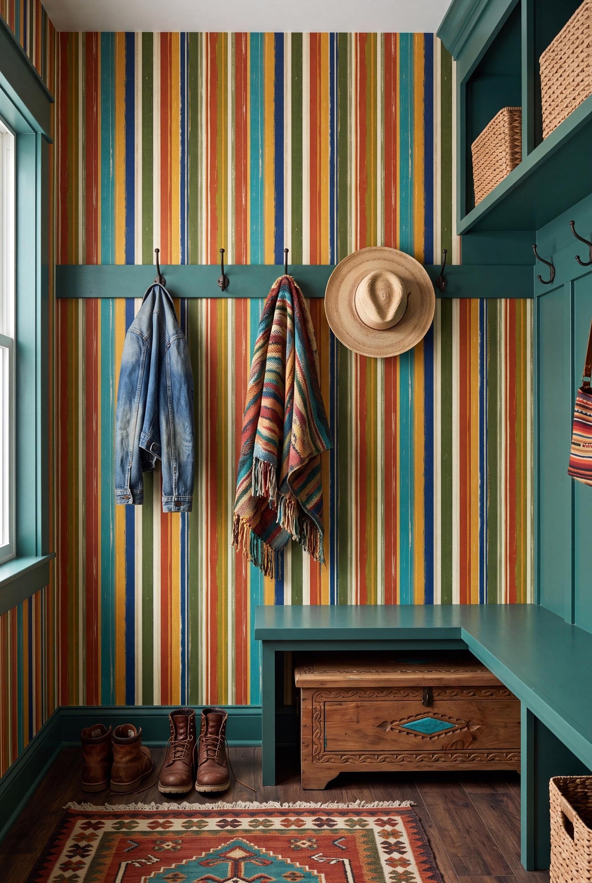Cabana Sunset wallpaper shown in a nook