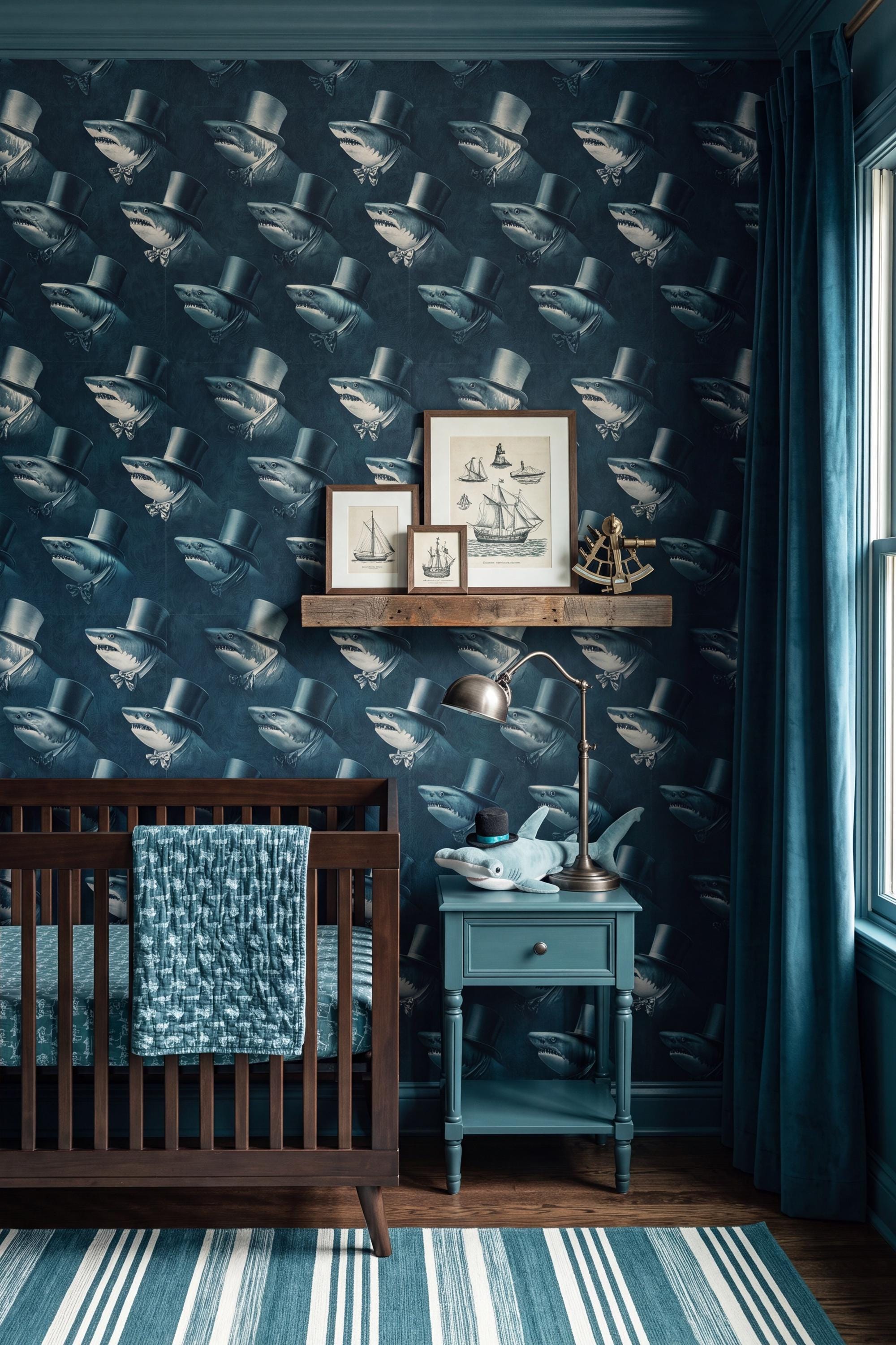 Fin de Siecle wallpaper shown in a home office