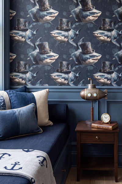 The Magnate: Victorian Navy Shark Wallpaper
