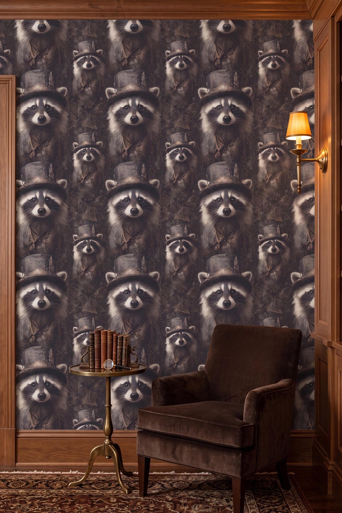 The Night Bandit wallpaper shown in a mudroom