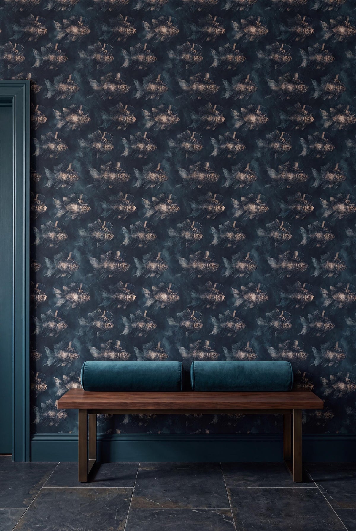 The Dinner Guest wallpaper accent wall view