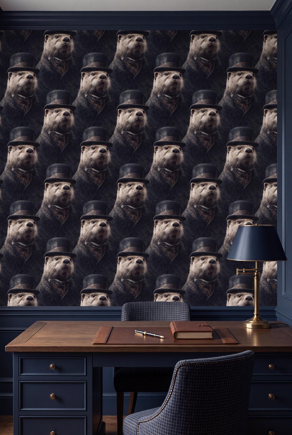 The Admiral wallpaper shown in a home office