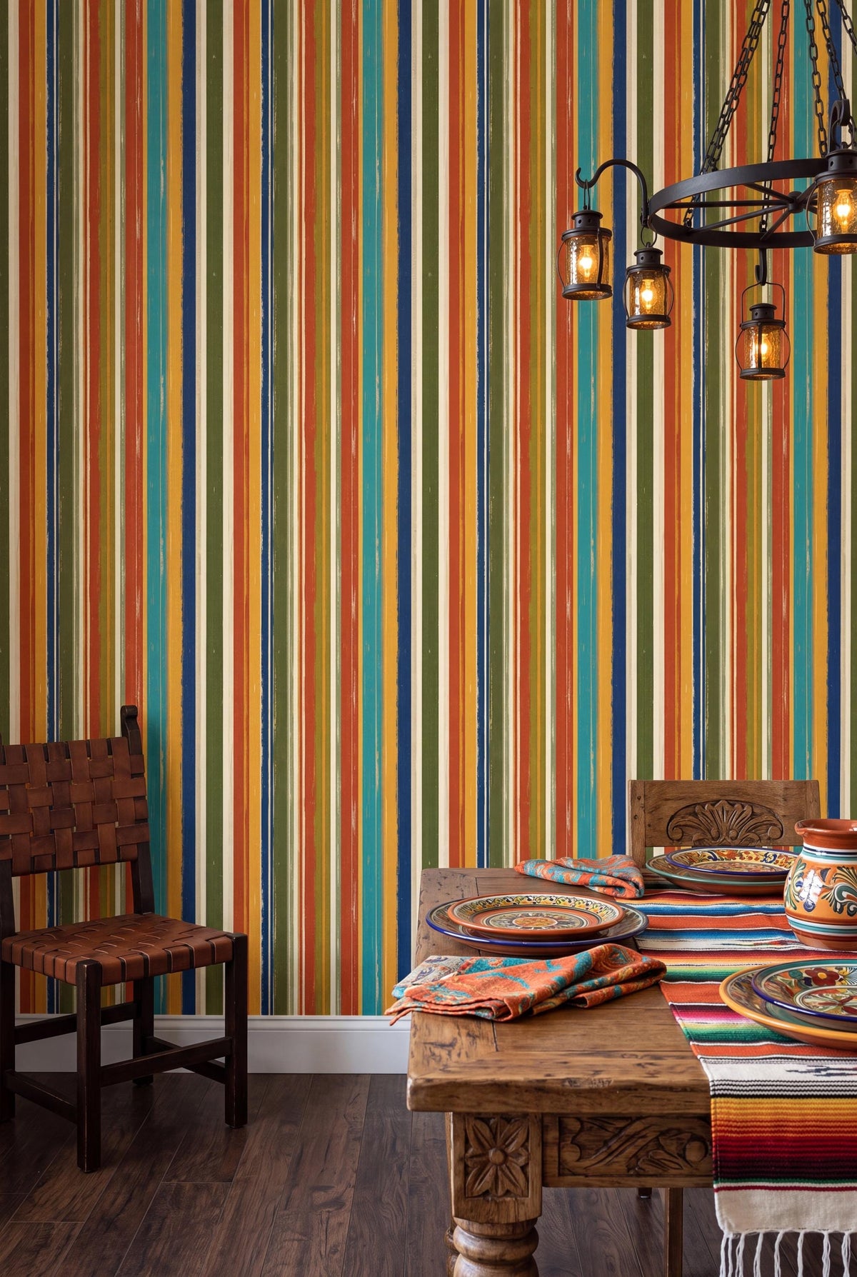 Cabana Sunset wallpaper shown in an entryway