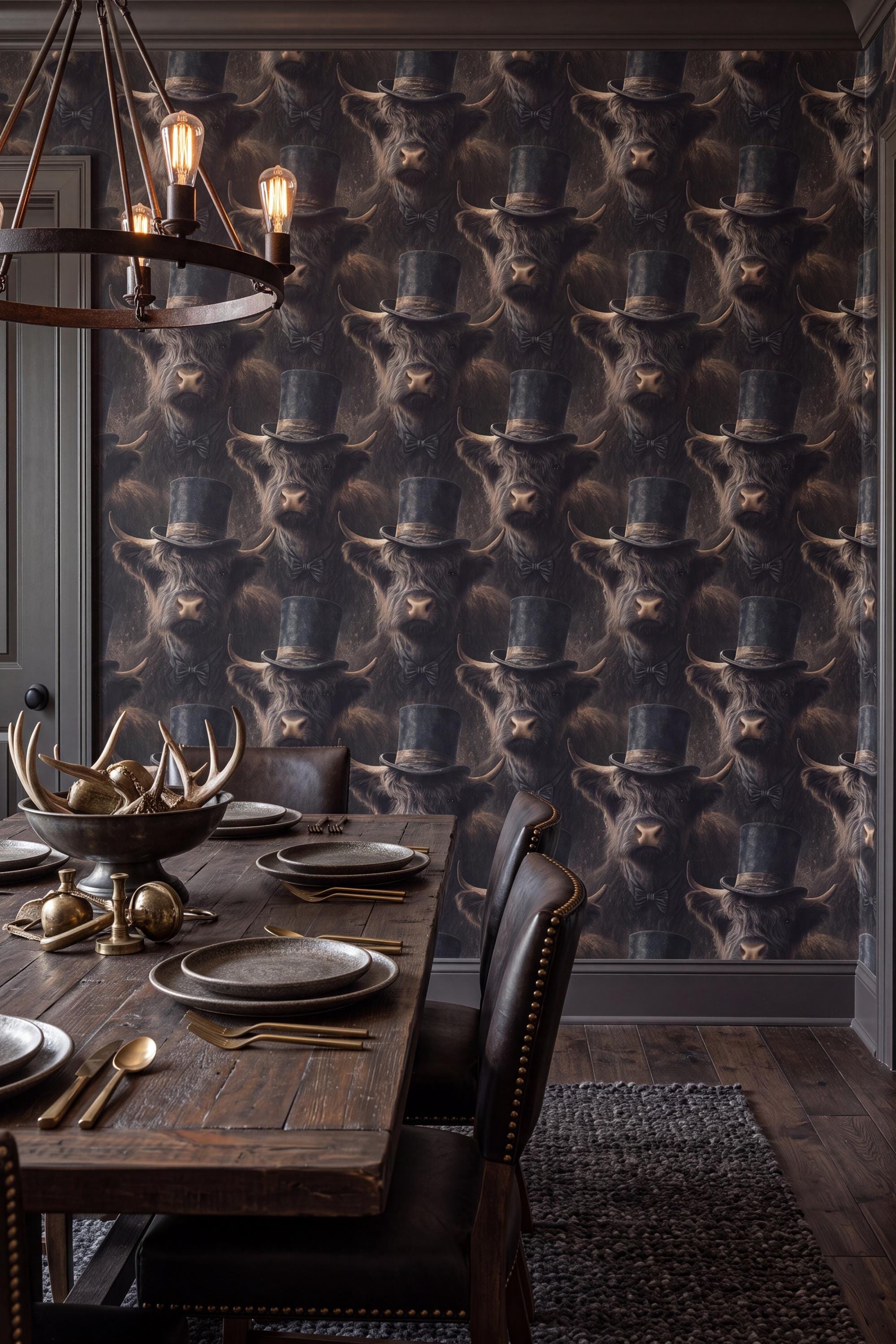 The Trail Boss wallpaper shown in a nook