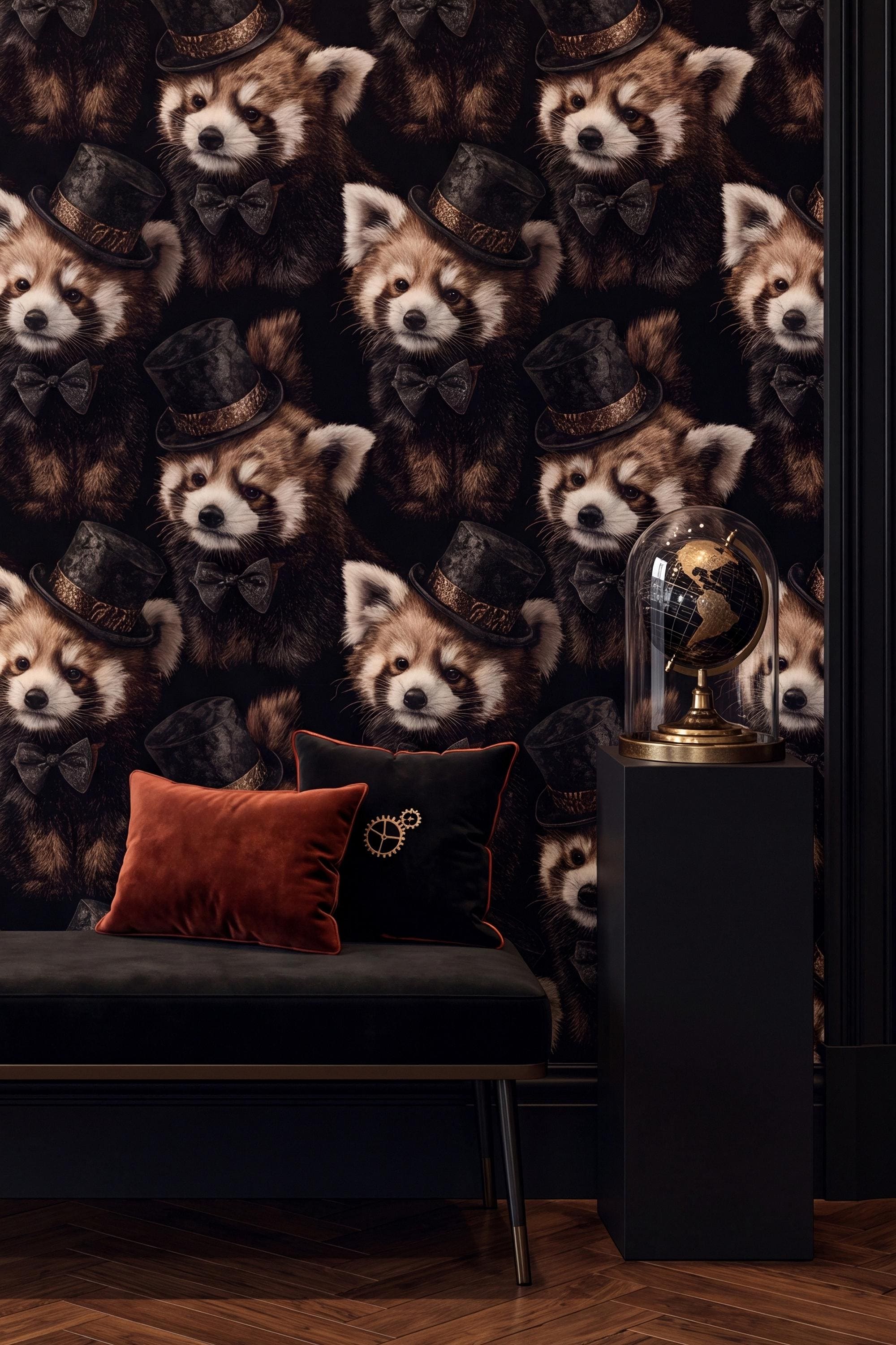 The Copper Duke: Victorian Red Panda Wallpaper